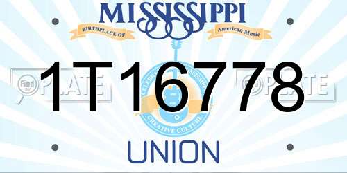 1T16778 Mississippi License Plate