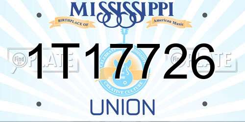 1T17726 Mississippi License Plate