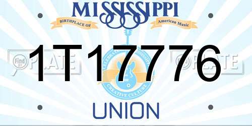 1T17776 Mississippi License Plate