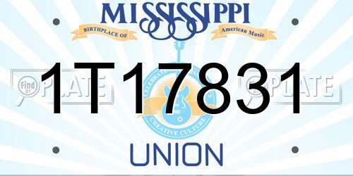 1T17831 Mississippi License Plate