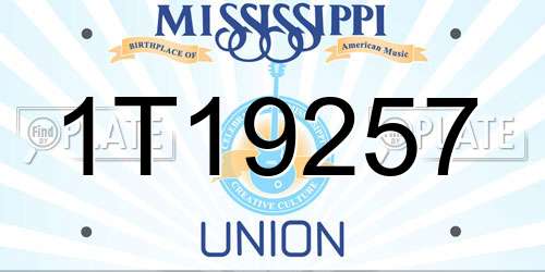 1T19257 Mississippi License Plate