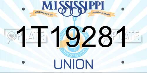 1T19281 Mississippi License Plate