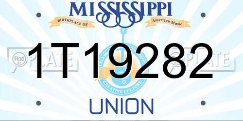 1T19282 Mississippi License Plate