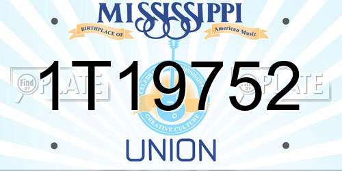 1T19752 Mississippi License Plate