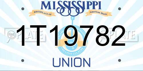 1T19782 Mississippi License Plate