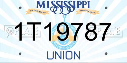 1T19787 Mississippi License Plate