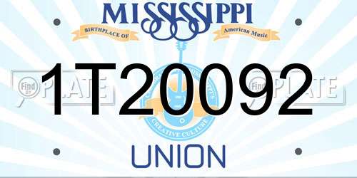 1T20092 Mississippi License Plate