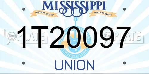 1T20097 Mississippi License Plate