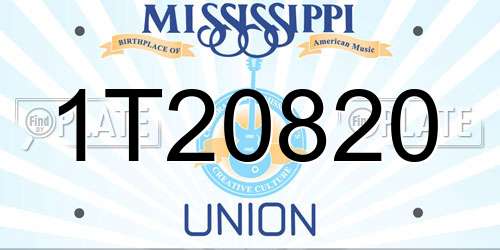 1T20820 Mississippi License Plate