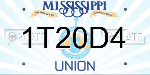 1T20D4 Mississippi License Plate