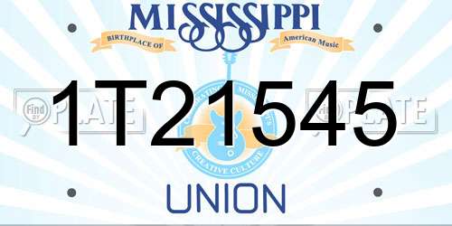 1T21545 Mississippi License Plate