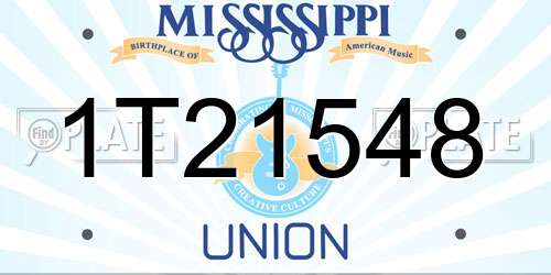 1T21548 Mississippi License Plate