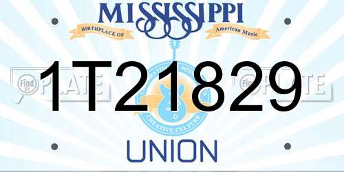 1T21829 Mississippi License Plate