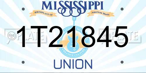 1T21845 Mississippi License Plate