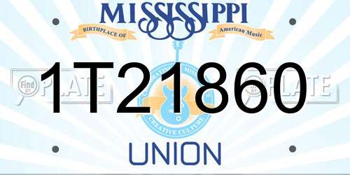 1T21860 Mississippi License Plate