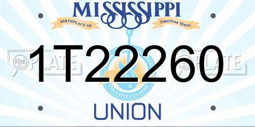 1T22260 Mississippi License Plate