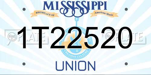1T22520 Mississippi License Plate
