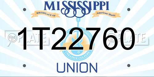 1T22760 Mississippi License Plate