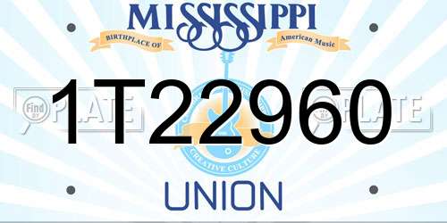 1T22960 Mississippi License Plate