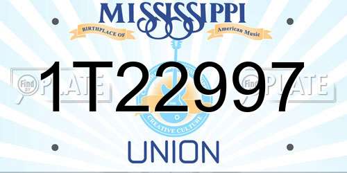 1T22997 Mississippi License Plate