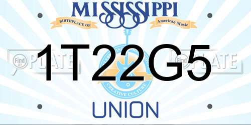 1T22G5 Mississippi License Plate