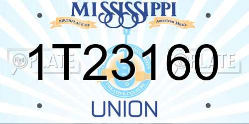 1T23160 Mississippi License Plate