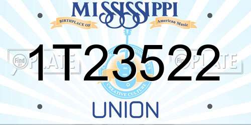 1T23522 Mississippi License Plate