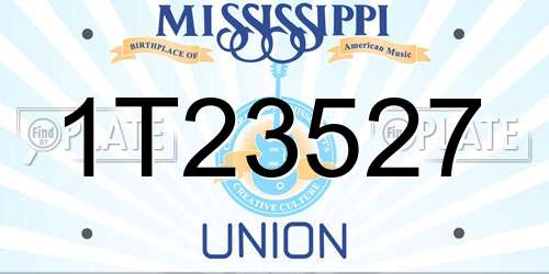 1T23527 Mississippi License Plate