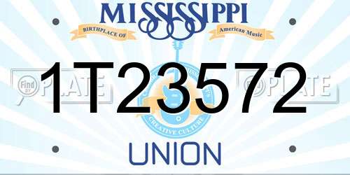 1T23572 Mississippi License Plate