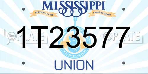 1T23577 Mississippi License Plate