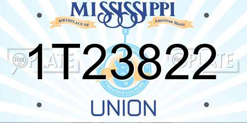 1T23822 Mississippi License Plate