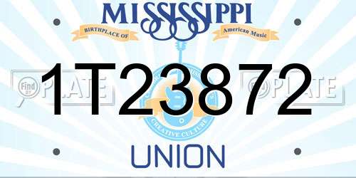 1T23872 Mississippi License Plate