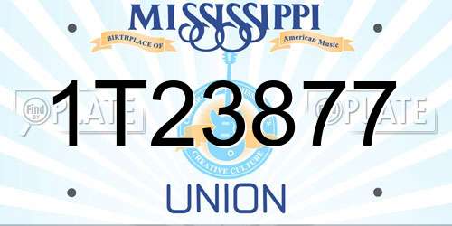 1T23877 Mississippi License Plate