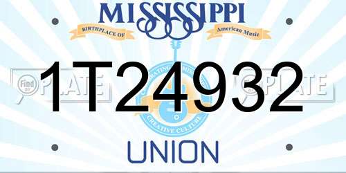 1T24932 Mississippi License Plate