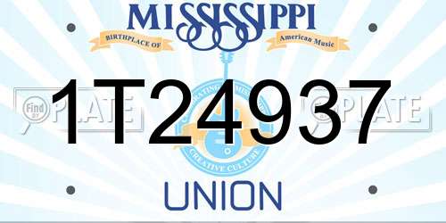 1T24937 Mississippi License Plate