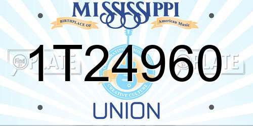 1T24960 Mississippi License Plate