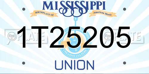 1T25205 Mississippi License Plate