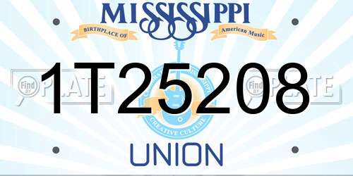 1T25208 Mississippi License Plate