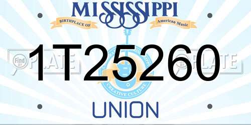 1T25260 Mississippi License Plate