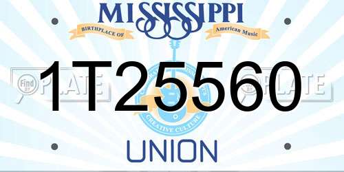 1T25560 Mississippi License Plate