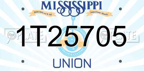 1T25705 Mississippi License Plate