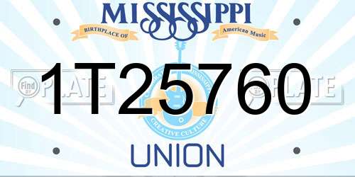 1T25760 Mississippi License Plate