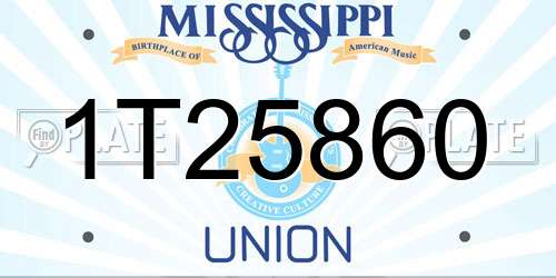 1T25860 Mississippi License Plate