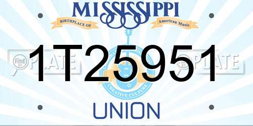 1T25951 Mississippi License Plate