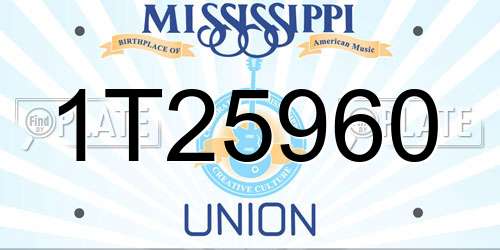 1T25960 Mississippi License Plate
