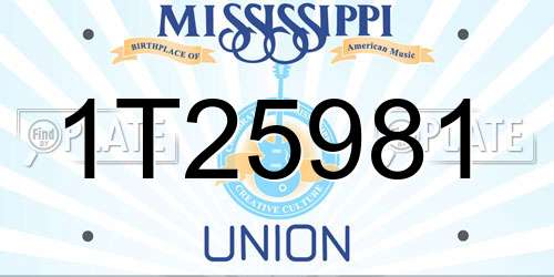 1T25981 Mississippi License Plate