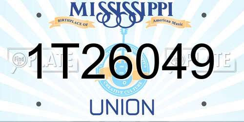 1T26049 Mississippi License Plate