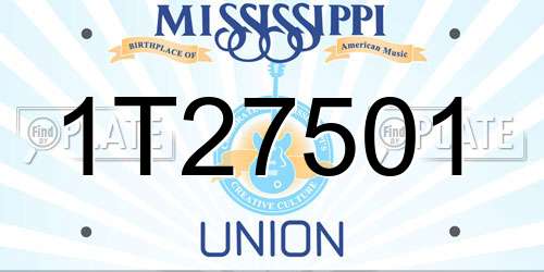 1T27501 Mississippi License Plate