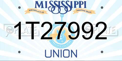1T27992 Mississippi License Plate