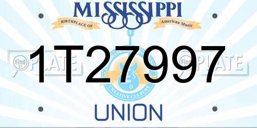 1T27997 Mississippi License Plate